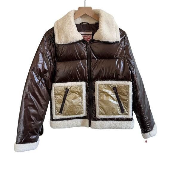 Levi's Breanna Pearlized Brown Faux Shearling
Puffer Jacket | S - Picture 7 of 10